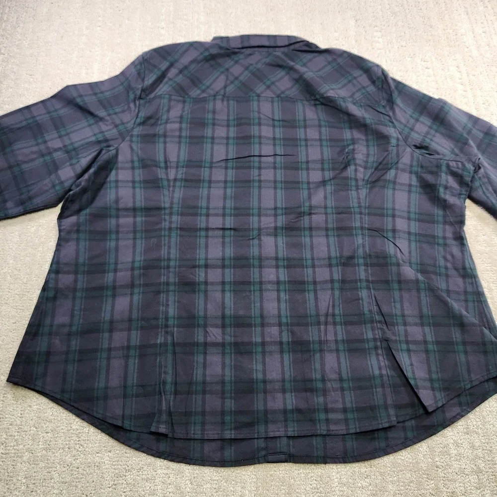 J Crew Shirt Women 24 Black Watch‎ Tartan Plaid Slim Stretch Button Up Office